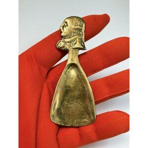 Antique English Brass Tea Caddy Spoon Shakespeare Figural Bust England